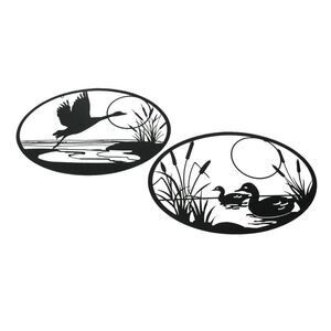 Set of 2 Black Metal Goose And Ducks Wall Art Decorative Sculpture Home Decor